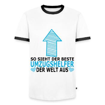 Umzugshelfer Dankeschön Danke Geschenkideen - Männer Kontrast-T-Shirt - Weiß/Schwarz - Vorne - AI Model Female 172 light (172cm) & AI Model Male 178 dark (178cm)