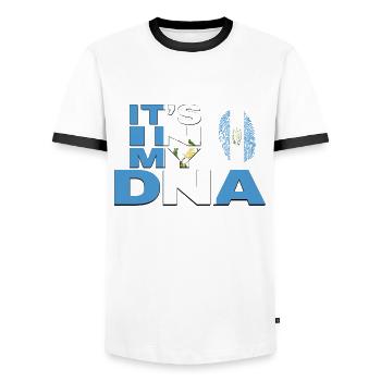 ITS IN MY DNA GUATEMALA FINGER - Men's Ringer Shirt - white/black - Front - AI Model Female 172 light (172cm) & AI Model Male 178 dark (178cm)