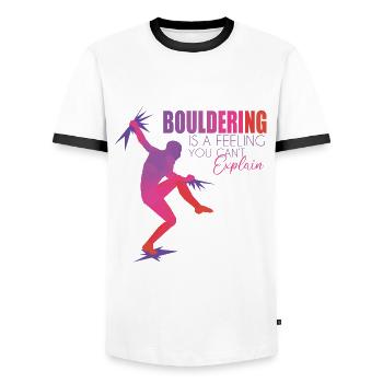 Bouldering - Men's Ringer Shirt - white/black - Front - AI Model Female 172 light (172cm) & AI Model Male 178 dark (178cm)