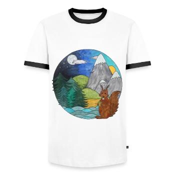 Landschaft Eichhörnchen Outdoor Naturliebhaber - Männer Kontrast-T-Shirt - Weiß/Schwarz - Vorne - AI Model Female 172 light (172cm) & AI Model Male 178 dark (178cm)
