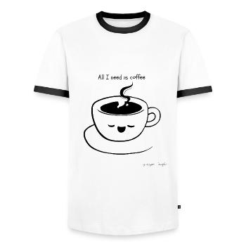 Alles, was ich brauche, ist Kaffee - Männer Kontrast-T-Shirt - Weiß/Schwarz - Vorne - AI Model Female 172 light (172cm) & AI Model Male 178 dark (178cm)