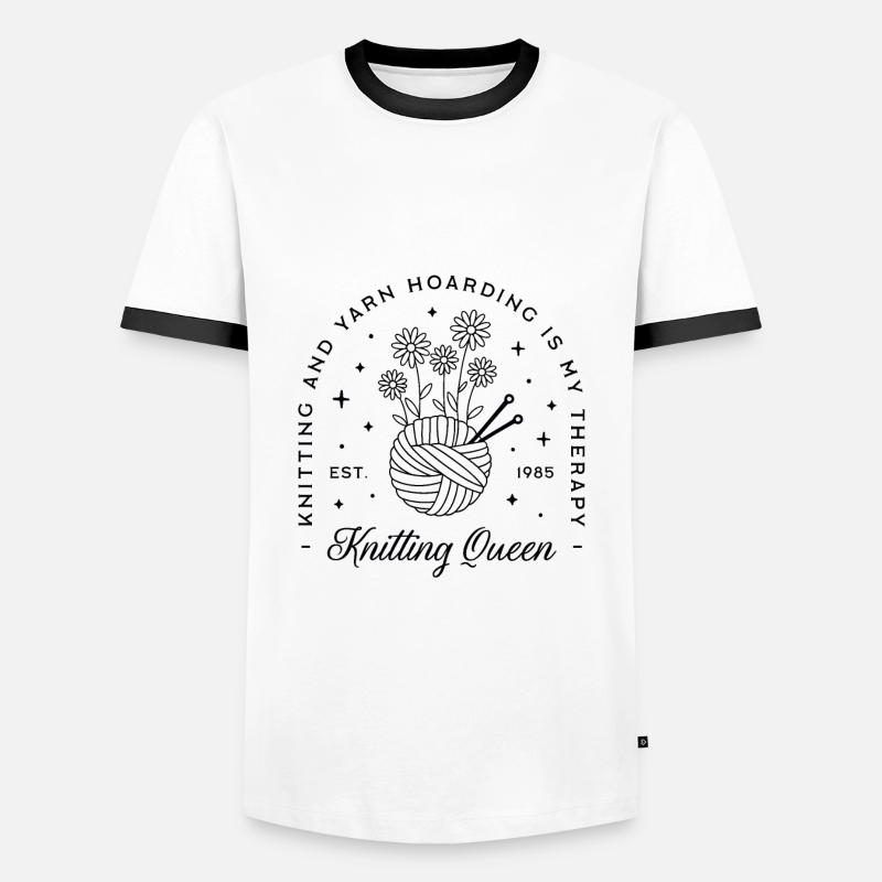 Stricker Humor Strickgarn - Männer Kontrast-T-Shirt - Weiß/Schwarz