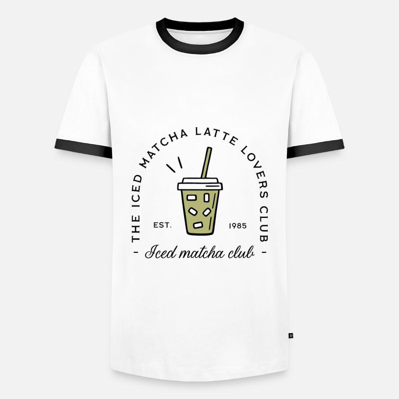 Iced matcha latte glacé - T-shirt contrasté Homme - blanc/noir