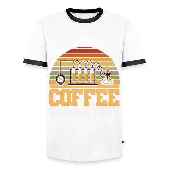 Laboratoire du café - T-shirt contrasté Homme - blanc/noir - Devant - AI Model Female 172 light (172cm) & AI Model Male 178 dark (178cm)