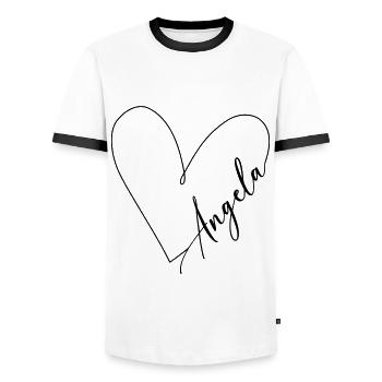 Angela Name Herzlinie - Männer Kontrast-T-Shirt - Weiß/Schwarz - Vorne - AI Model Female 172 light (172cm) & AI Model Male 178 dark (178cm)