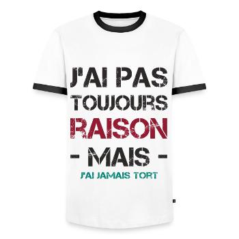 J'ai pas toujours raison mais j'ai jamais tort - T-shirt contrasté Homme - blanc/noir - Devant - AI Model Female 172 light (172cm) & AI Model Male 178 dark (178cm)