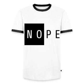 NOPE Schwarz Geschenk - Männer Kontrast-T-Shirt - Weiß/Schwarz - Vorne - AI Model Female 172 light (172cm) & AI Model Male 178 dark (178cm)