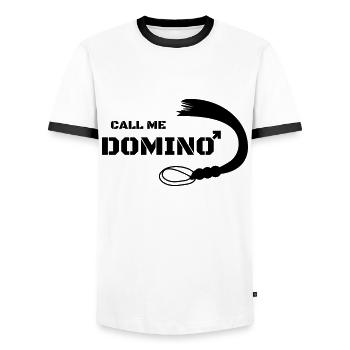 Appelez-moi Domino Whip Sexe Cadeau Dominatrice - T-shirt contrasté Homme - blanc/noir - Devant - AI Model Female 172 light (172cm) & AI Model Male 178 dark (178cm)