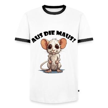 AUS DIE MAUS - Männer Kontrast-T-Shirt - Weiß/Schwarz - Vorne - AI Model Female 172 light (172cm) & AI Model Male 178 dark (178cm)