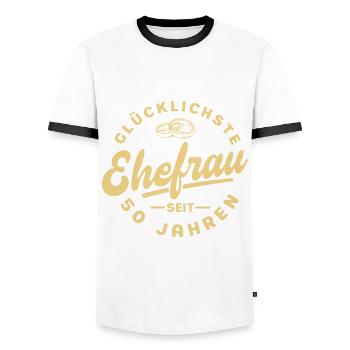 Ehepaar 50 Jahre Ehe Goldene Hochzeit Geschenk - Männer Kontrast-T-Shirt - Weiß/Schwarz - Vorne - AI Model Female 172 light (172cm) & AI Model Male 178 dark (178cm)