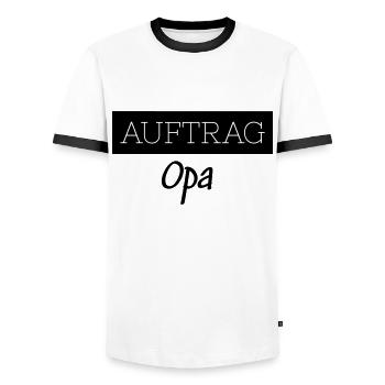 Order Grandpa Family Funny Gift - Men's Ringer Shirt - white/black - Front - AI Model Female 172 light (172cm) & AI Model Male 178 dark (178cm)