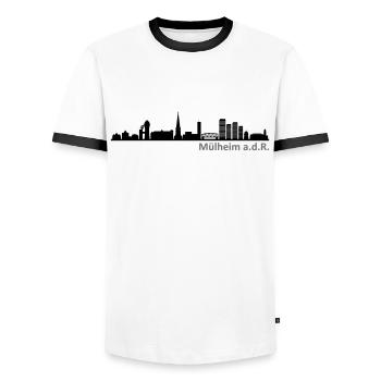 Skyline - Mülheim Ruhr - Männer Kontrast-T-Shirt - Weiß/Schwarz - Vorne - AI Model Female 172 light (172cm) & AI Model Male 178 dark (178cm)
