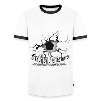 Fussball Sieger neu - Männer Kontrast-T-Shirt - Weiß/Schwarz - Vorne - AI Model Female 172 light (172cm) & AI Model Male 178 dark (178cm)