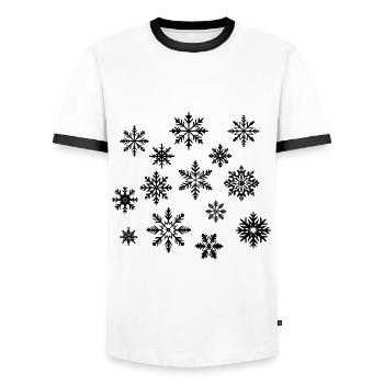Snowflakes - Men's Ringer Shirt - white/black - Front - AI Model Female 172 light (172cm) & AI Model Male 178 dark (178cm)