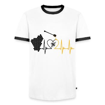 Biene, Honig, Puls, Honigbiene, Imker, Bienenwabe - Männer Kontrast-T-Shirt - Weiß/Schwarz - Vorne - AI Model Female 172 light (172cm) & AI Model Male 178 dark (178cm)