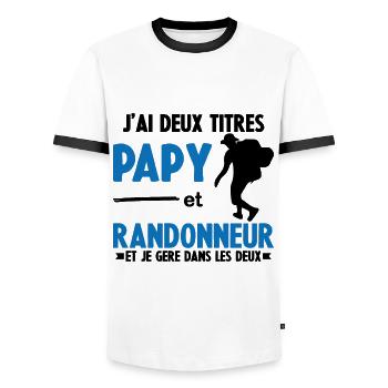 Papy Et Randonneur J'ai deux titres - T-shirt contrasté Homme - blanc/noir - Devant - AI Model Female 172 light (172cm) & AI Model Male 178 dark (178cm)