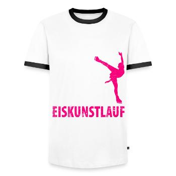 Eiskunstlauf Schlittschuhlauf Eis Figuren Tanz - Männer Kontrast-T-Shirt - Weiß/Schwarz - Vorne - AI Model Female 172 light (172cm) & AI Model Male 178 dark (178cm)