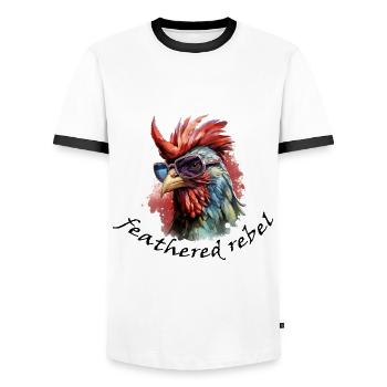 Feathered Rebel - Men's Ringer Shirt - white/black - Front - AI Model Female 172 light (172cm) & AI Model Male 178 dark (178cm)