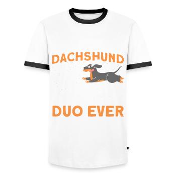 Dackel Dackel Dackel Mama Dackel Haustier - Männer Kontrast-T-Shirt - Weiß/Schwarz - Vorne - AI Model Female 172 light (172cm) & AI Model Male 178 dark (178cm)