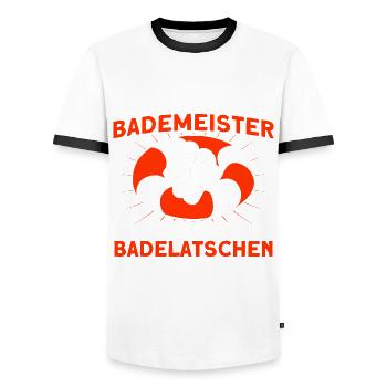 Bademeister Schwimmbad Lifeguard Rettungsschwimmer - Männer Kontrast-T-Shirt - Weiß/Schwarz - Vorne - AI Model Female 172 light (172cm) & AI Model Male 178 dark (178cm)