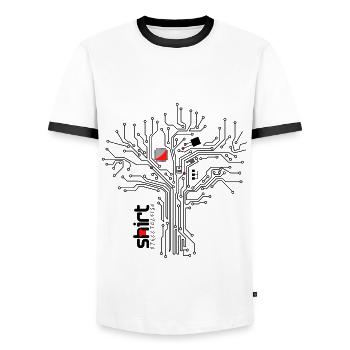 Street style - Men's Ringer Shirt - white/black - Front - AI Model Female 172 light (172cm) & AI Model Male 178 dark (178cm)