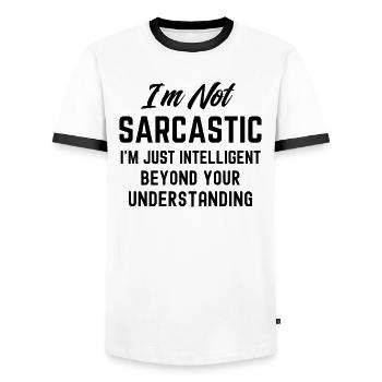 Funny I'm not sarcastic I'm intelligent sarcam - Men's Ringer Shirt - white/black - Front - AI Model Female 172 light (172cm) & AI Model Male 178 dark (178cm)