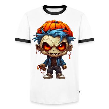 Kürbis Junge - Männer Kontrast-T-Shirt - Weiß/Schwarz - Vorne - AI Model Female 172 light (172cm) & AI Model Male 178 dark (178cm)