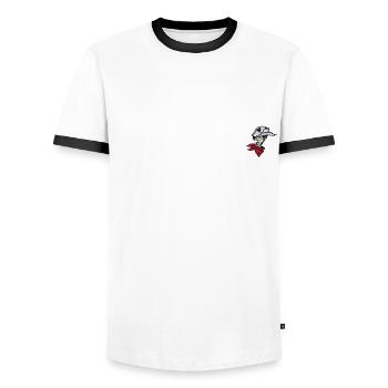 Lucky Luke Embroidery Design - Men's Ringer Shirt - white/black - Front - AI Model Female 172 light (172cm) & AI Model Male 178 dark (178cm)