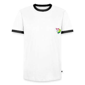 My Little Pony Retro Stickmotiv - Männer Kontrast-T-Shirt - Weiß/Schwarz - Vorne - AI Model Female 172 light (172cm) & AI Model Male 178 dark (178cm)
