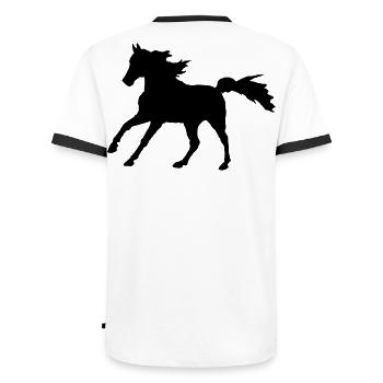 Horse Thoroughbred Arabian Gallop, noble Asil Arabian - Men's Ringer Shirt - white/black - Back - AI Model Male 178 dark (178cm)
