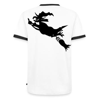 Witch with broom funny - Men's Ringer Shirt - white/black - Back - AI Model Male 178 dark (178cm)
