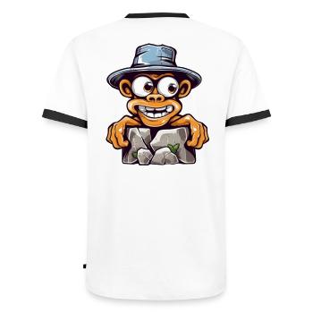 Cartoon Gorilla with Breaking Rocks Hat - Männer Kontrast-T-Shirt - Weiß/Schwarz - Hinten - AI Model Male 178 dark (178cm)