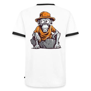 Skull Affe mit Hut und T-Shirt - Männer Kontrast-T-Shirt - Weiß/Schwarz - Hinten - AI Model Male 178 dark (178cm)