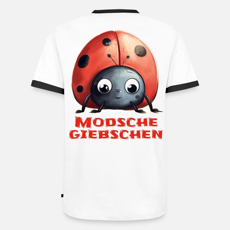 Modschegiebchen Marienkäfer - Männer Kontrast-T-Shirt - Weiß/Schwarz