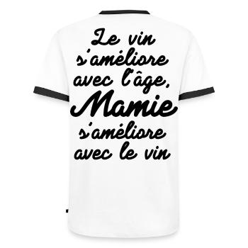 mamie, mamie humour, amateur de vin - T-shirt contrasté Homme - blanc/noir - Dos - AI Model Male 178 dark (178cm)
