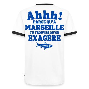 Marseille, I am Marseillais, Marseillais, 13 - Men's Ringer Shirt - white/black - Back - AI Model Male 178 dark (178cm)