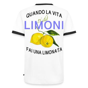 Limone Lebenslust Spruch - Männer Kontrast-T-Shirt - Weiß/Schwarz - Hinten - AI Model Male 178 dark (178cm)