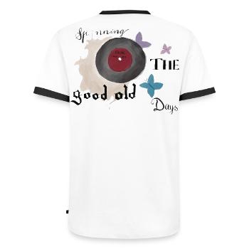 Retro Schallplatten Vintagelook - Männer Kontrast-T-Shirt - Weiß/Schwarz - Hinten - AI Model Male 178 dark (178cm)
