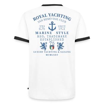 Style Royal Marin Crest - Men's Ringer Shirt - white/black - Back - AI Model Male 178 dark (178cm)