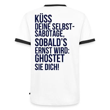 À propos de la folie : Embrasse ton auto-sabotage - T-shirt contrasté Homme - blanc/noir - Dos - AI Model Male 178 dark (178cm)