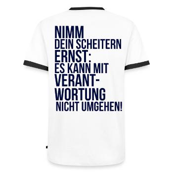 about going wild: Take your failure seriously - Men's Ringer Shirt - white/black - Back - AI Model Male 178 dark (178cm)