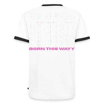 Pride / CSD / LGBTQ+ Design "Born this wayy" - Men's Ringer Shirt - white/black - Back - AI Model Male 178 dark (178cm)