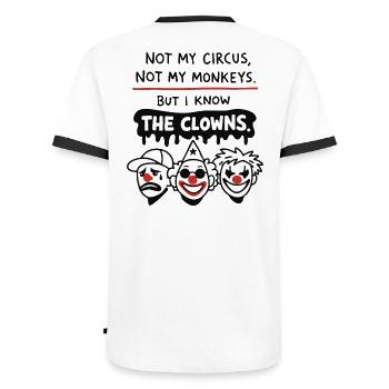 Déclaration Not My Circus, Not My Monkeys - T-shirt contrasté Homme - blanc/noir - Dos - AI Model Male 178 dark (178cm)