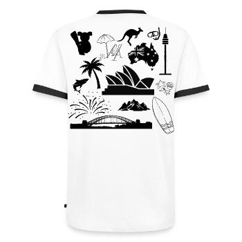 Sydney in symbols - Männer Kontrast-T-Shirt - Weiß/Schwarz - Hinten - AI Model Male 178 dark (178cm)