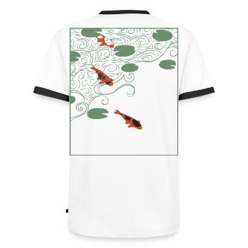 Wabi-sabi style Koi carp - Men's Ringer Shirt - white/black - Back - AI Model Male 178 dark (178cm)