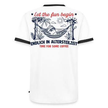 Endlich in Altersteilzeit - Retro Kaffee - Männer Kontrast-T-Shirt - Weiß/Schwarz - Hinten - AI Model Male 178 dark (178cm)