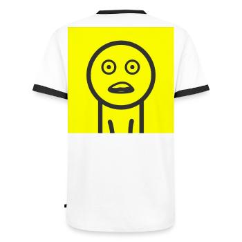 Überraschtes Gesicht - Männer Kontrast-T-Shirt - Weiß/Schwarz - Hinten - AI Model Male 178 dark (178cm)