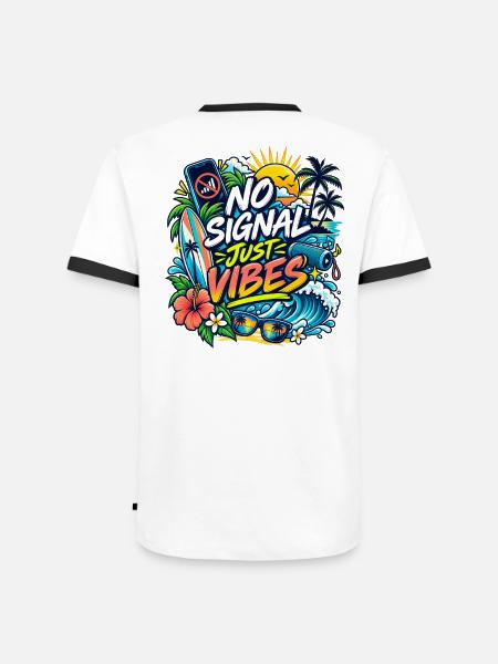 No Signal Just Vibes Strandgrafik - Männer Kontrast-T-Shirt - Weiß/Schwarz