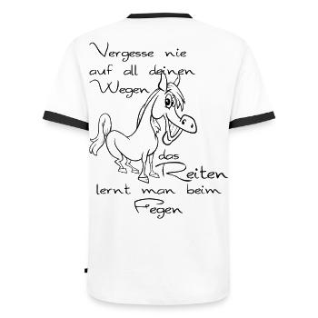 Reiterspruch Pferd Reitschüler Reiten - Männer Kontrast-T-Shirt - Weiß/Schwarz - Hinten - AI Model Male 178 dark (178cm)