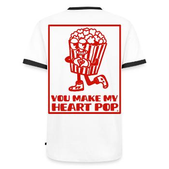 You make my heart pop - Romantic Illustration - Men's Ringer Shirt - white/black - Back - AI Model Male 178 dark (178cm)